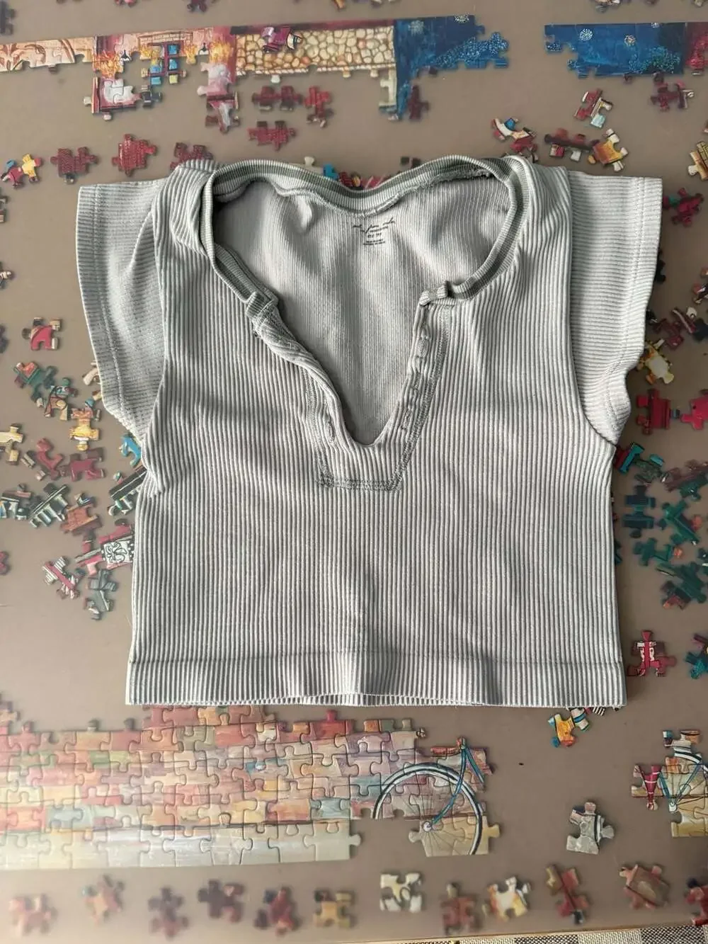 Free People Solid Ribbed Seamless Cap Sleeve V-Neck Cropped Tank Tops